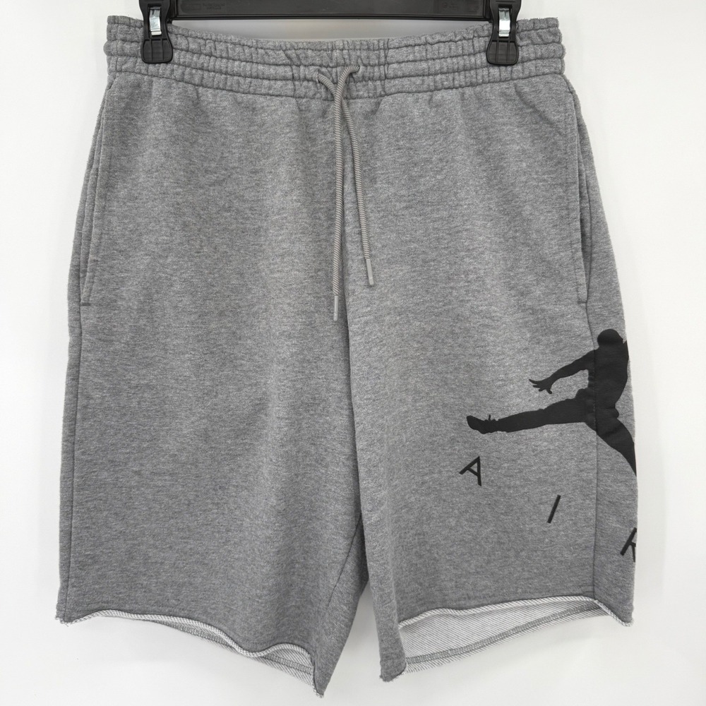 Jordan Shorts Mens Small Gray Jumpman Air Fleece Athletic BV5254-091 Raw Hem